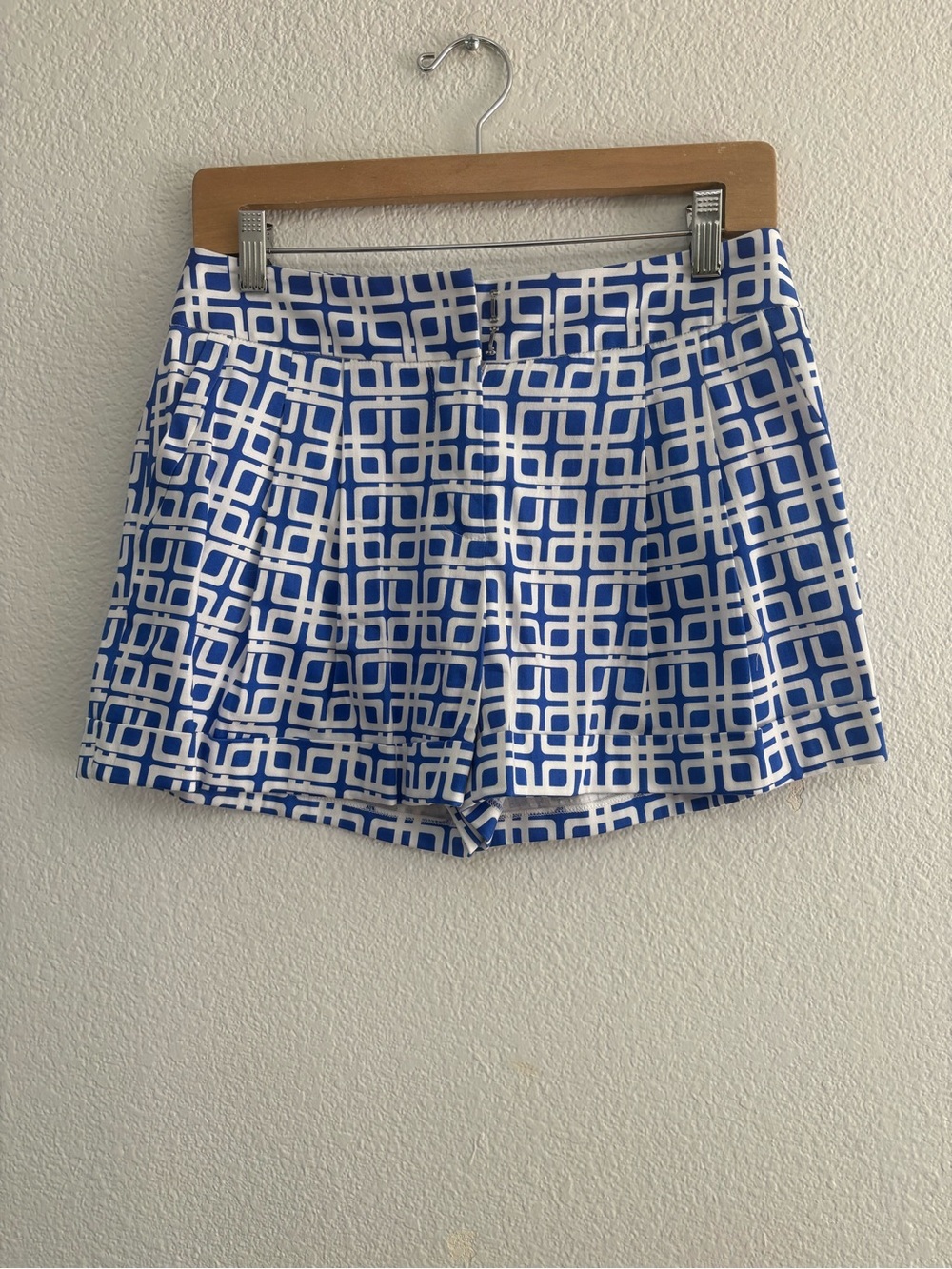 Blue and White Geometric Women’s Shorts